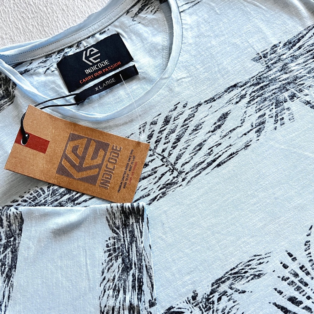 INDICODE Palm Print Shirt XL Tropical‎ Casual Short Sleeve Top Stylish Sharp